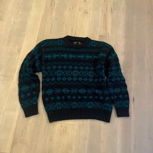 Eddie Bauer Vintage Black and Teal Sweater